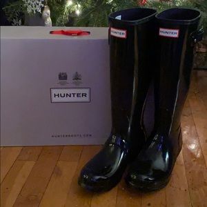 Hunter Rainboots Patent Black W Size 7 (NWT)